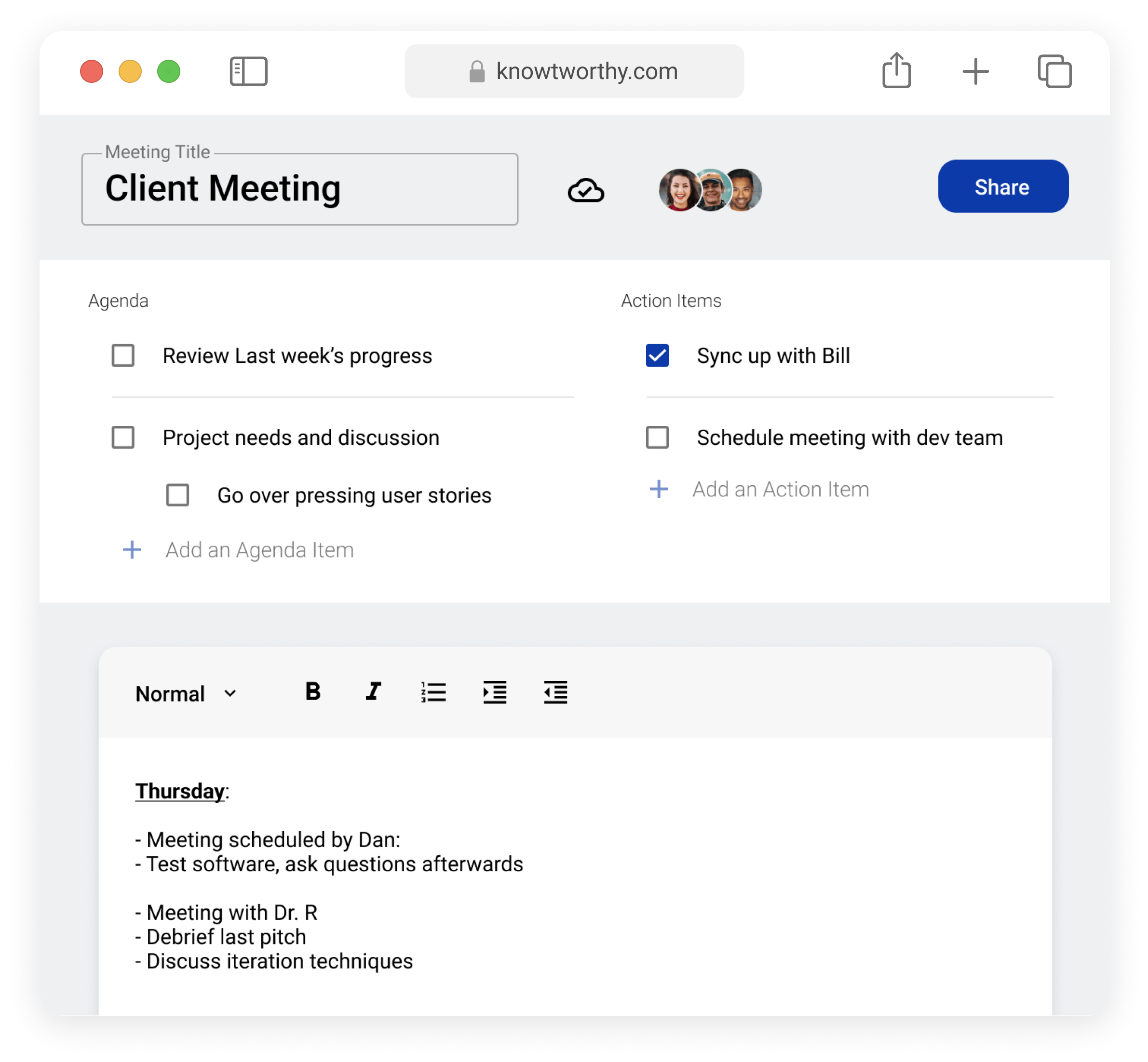 Knowtworthy meeting demo for freelancers